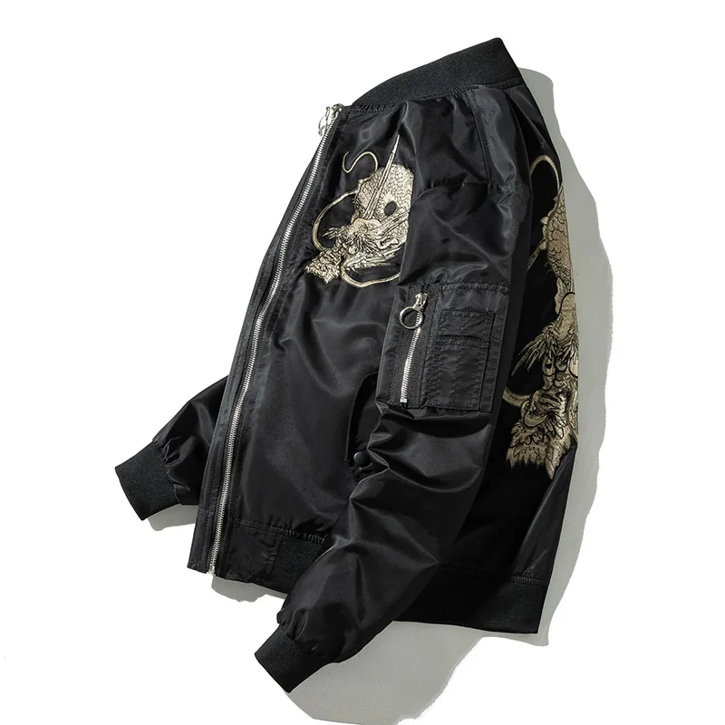 

Jackets Women Lover Men Coat Spring autumn Embroidery Dragon Casual Mens Pilot Bomber Jacket Male Embroidered