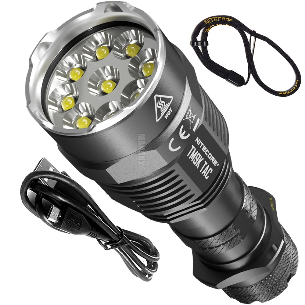 Оптовая продажа светодиодный перезаряжаемый фонарик NITECORE Spotlight TM9K TAC 9x CREE XP-L2 HD 9 8 k