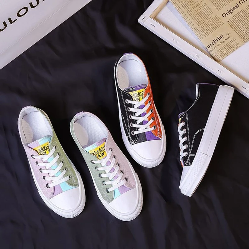 

Women Sneakers Summer Color Canvas Vulcanized Shoes New Fashion Female Platform Walking Ladies Comfort Casual Flat Shoes NVX282