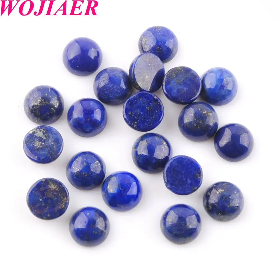 

WOJIAER 6mm Round Loose Gem Stones Cabochon Beads Natural Lapis Lazuli Bead Fit for Women Men DIY Handmade Jewelry U8183