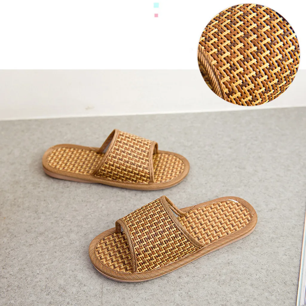 25# женские мужские модные домашние тапочки унисекс; домашняя обувь; Летние Бамбуковые сандалии и тапочки