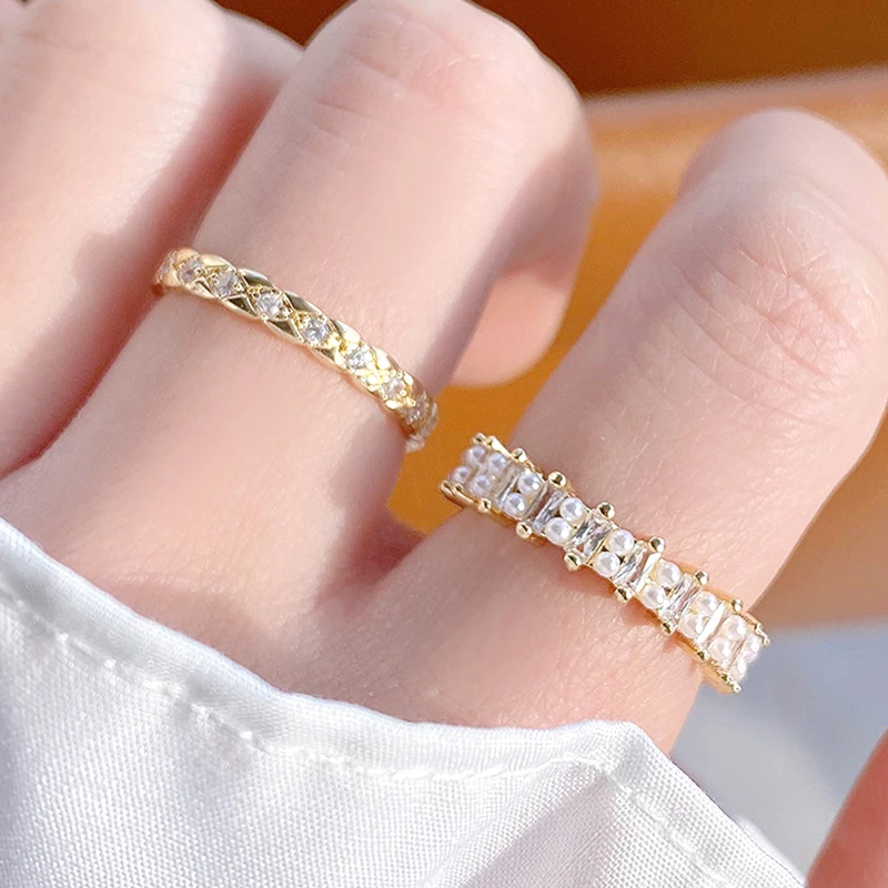 

2021 модные изысканные 14k реальные золотые простые дизайнерские кольца для женщин дизайнерские ювелирные изделия Регулируемые открытые микр...