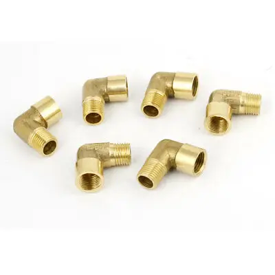 

6pcs 1/4PT Male to 1/4PT Female Thread 90 Degree Street Elbow Brass Pipe Fitting