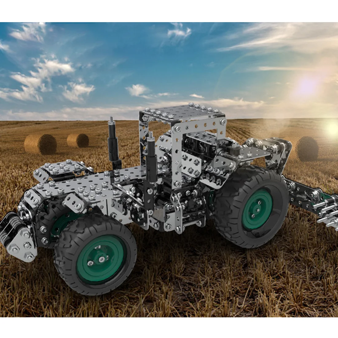 

910Pcs 3D Metal Puzzle Gear Drive Model Kit Hay Mower Assembly Jigsaw Toy