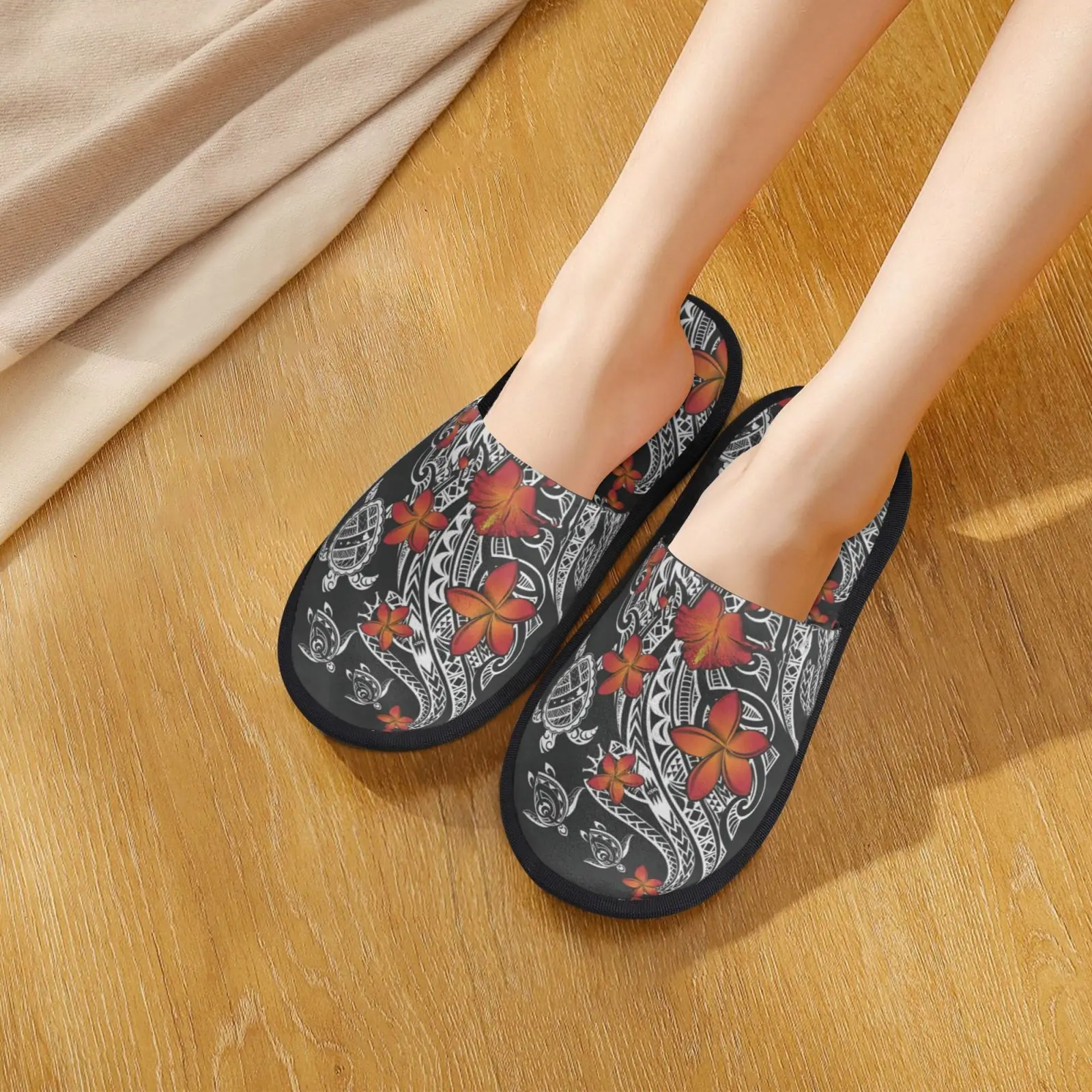 

KUILIU Warm Cotton Slippers for Women Custom House Hotel Winter Furry Slides Female Home Plush Shoes