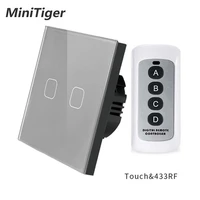 minitiger 12 gang 1 way wireless remote control touch switch 4 color led light wall light switch with crystal glass panel
