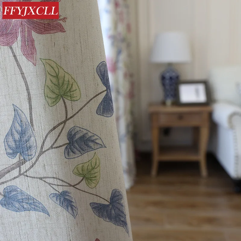 Шторы из хлопка и льна с имитацией цветов занавески в американском стиле принтом