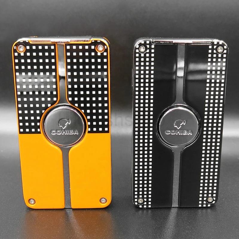 COHIBA Металл 3 пламя струйный фонарь сигарета зажигалка голубое Бутан газовая для