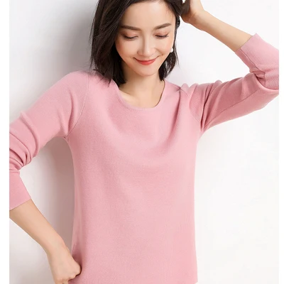 2020 new women's pullover square collar sweater spring and autumn basic slim cashmere wool blend soft solid fashion | Женская одежда
