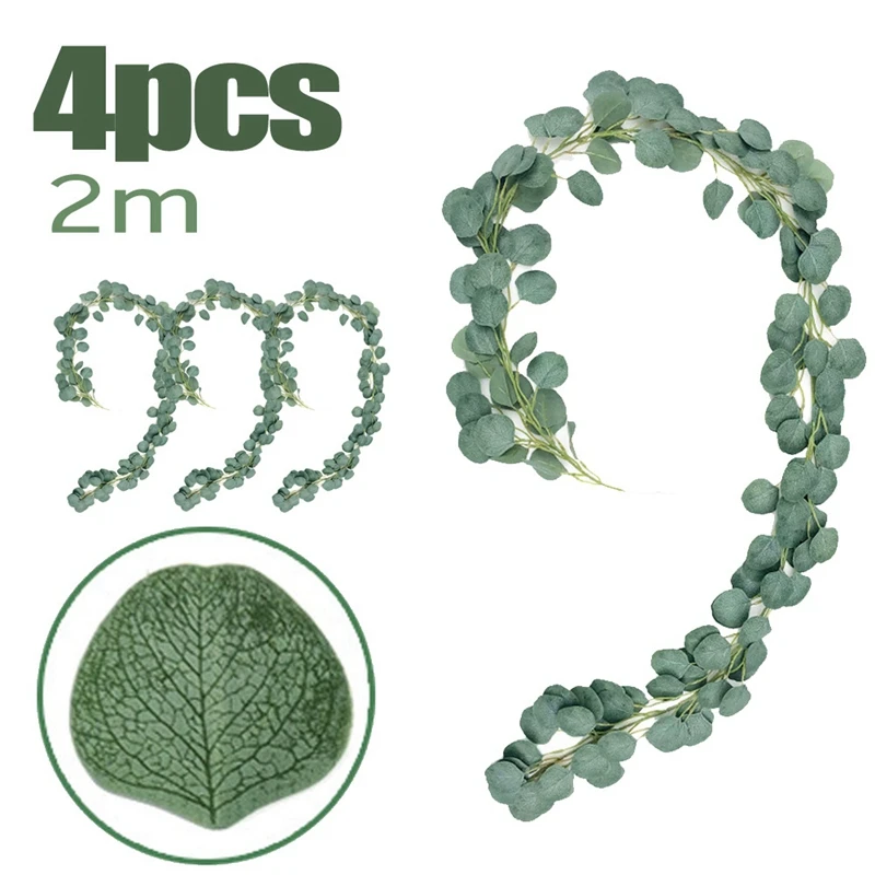 4 шт. искусственная лоза симуляция венка эвкалипта круглые листья свадебный