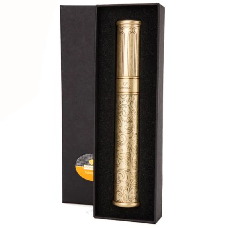 COHIBA винтажная трубка для сигар из нержавеющей стали один чехол с цветочным