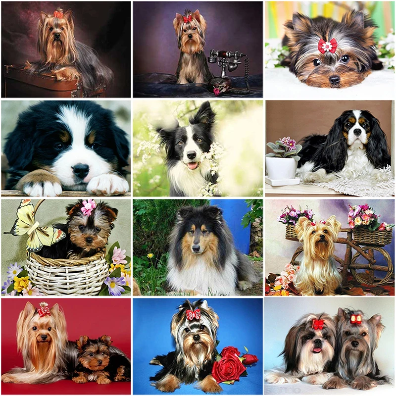 

DIY 5D Diamond Painting Dog Animal Cross Stitch Kit Mosaic Diamond Embroidery Sale Full Round Drill Rhinestones Art Wall Decor