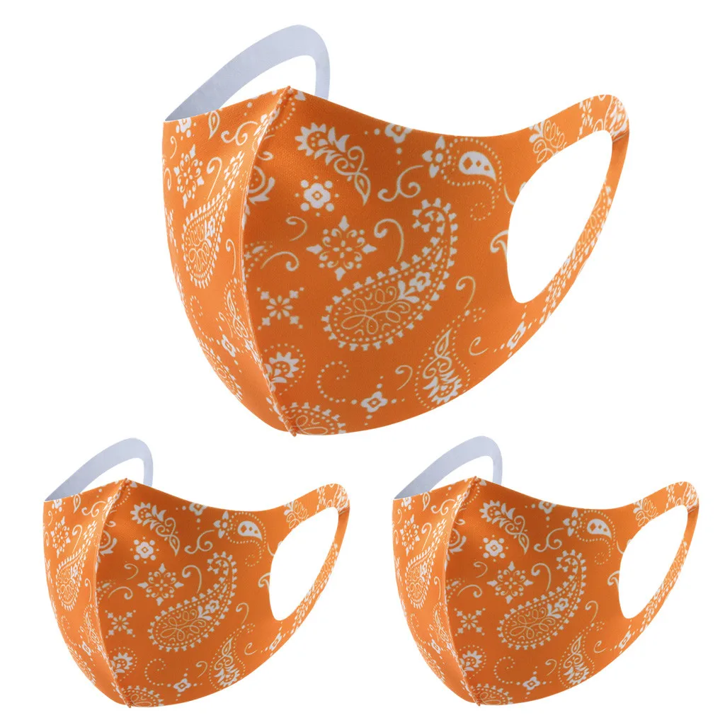 

3pcs Adult Unisex Mouth Mask Cycling Breathable Printed Washable Reusable Protective Face Mask Windproof Anti-ultraviolet Masks