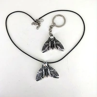 1pcs ancient silver color dead head skull moth necklace for women christmas gift