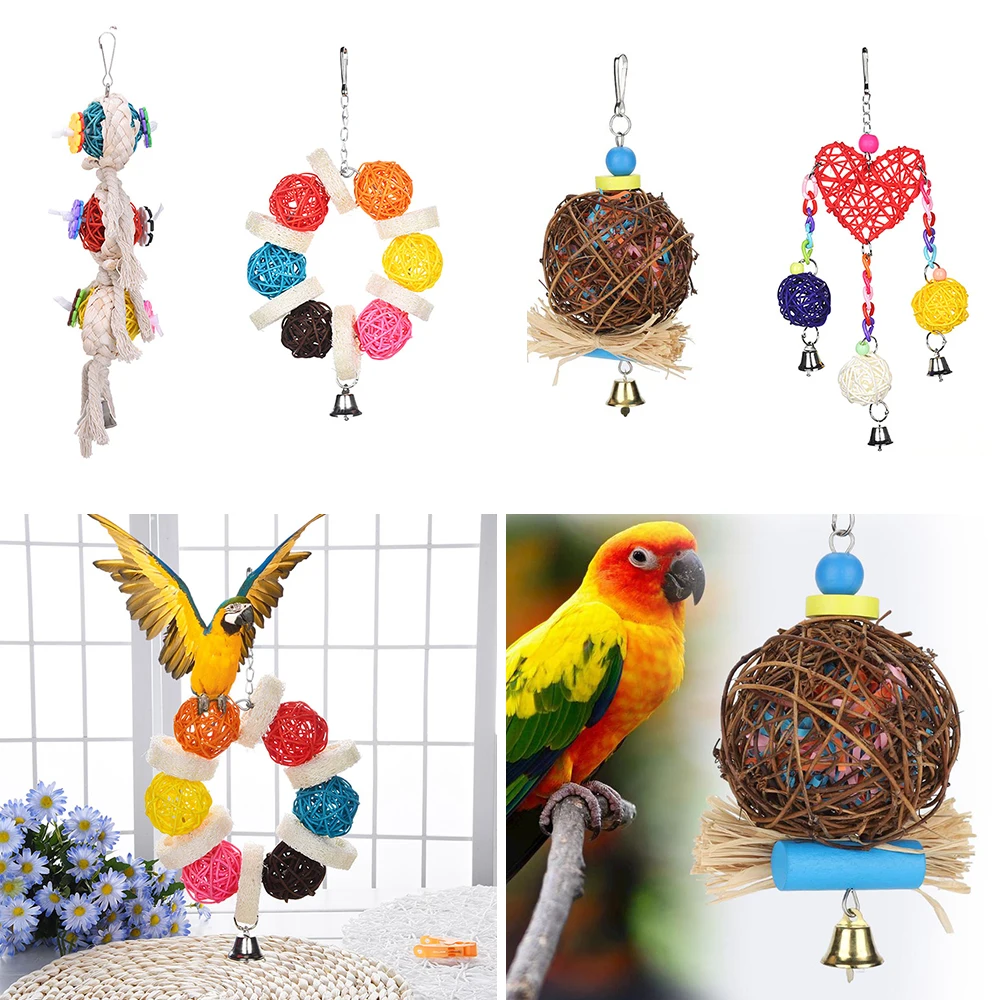 8 видов стилей игрушки попугаи деревянные птицы стоящая Жевательная стойка шарик