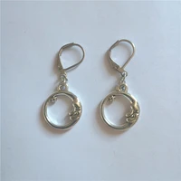 moon lever back earring dainty charm moon dangle earrings minimalist jewelry antique silver color gothic earrings