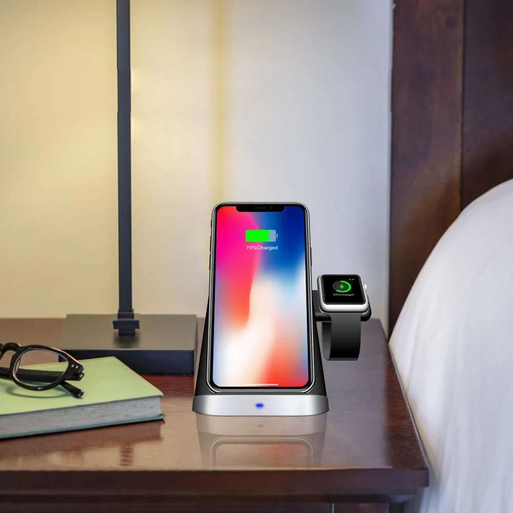 

Беспроводное зарядное устройство 3 в 1 для iPhone Apple AirPods, Беспроводная зарядка, Индукционная зарядная площадка, беспроводная зарядная подстав...