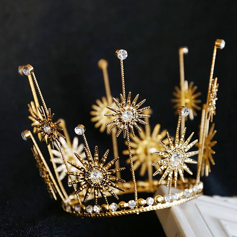 Birthday Cake Baking Crown Sun Flower Iron Rhinestone Decoration Round Tiara Queen Bridal Jewelry | Украшения и аксессуары