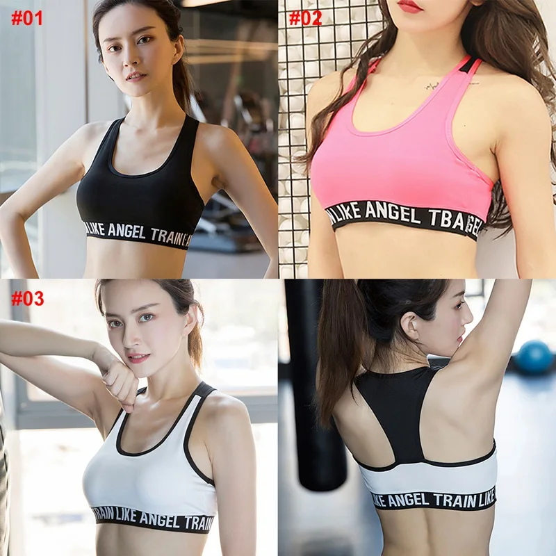 

Lady Breathable Sports Bra Absorb Sweat Sports Bra Top Athletic Gym Running Fitness Shockproof Padded Yoga Sports Tops