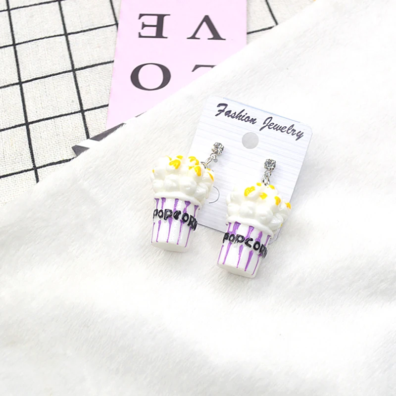 

Korean Fashion Creative Earrings for Women Girl Simple Fashion Fun Funny Cartoon Popcorn Earrings Boho Drop Dangle Earing 2020