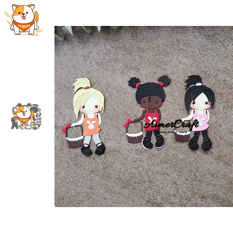 Милые металлические Вырубные штампы для девочек искусственное рельефное