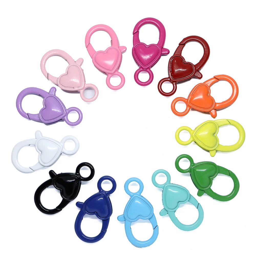

10pcs High Quality Colorful Paint Love Alloy Lobster Clasp Retro Keychain Luggage Hardware DIY Jewelry Accessories Wholesale