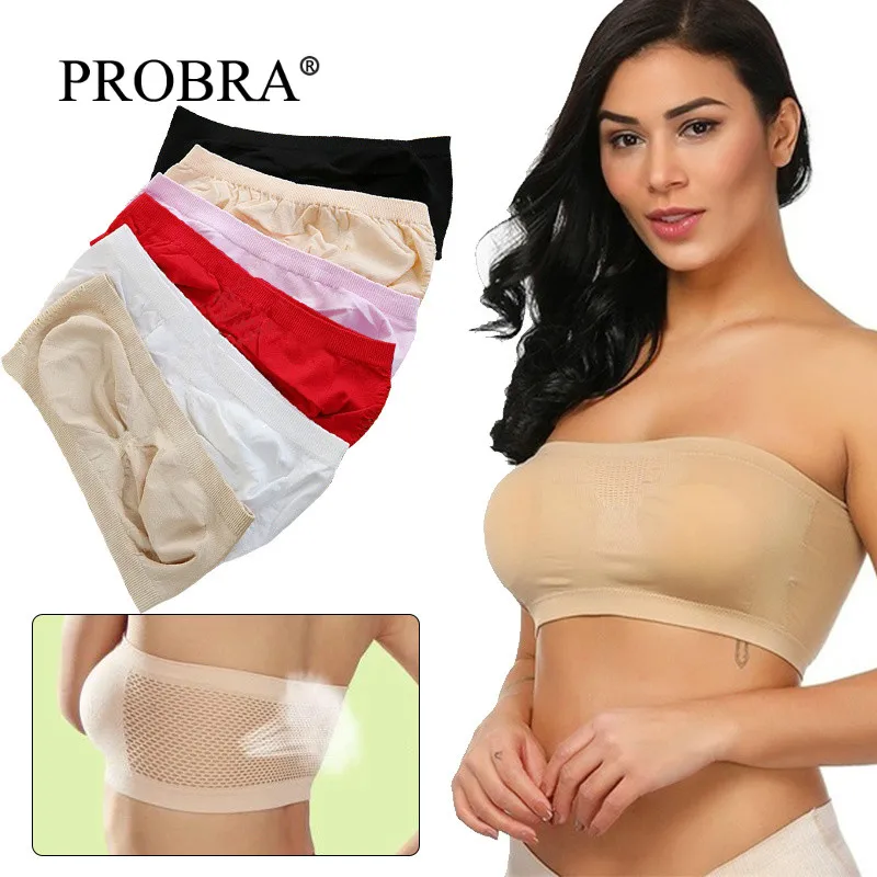 Бюстгальтер женский эластичный бесшовный без бретелек базовый укороченный топ