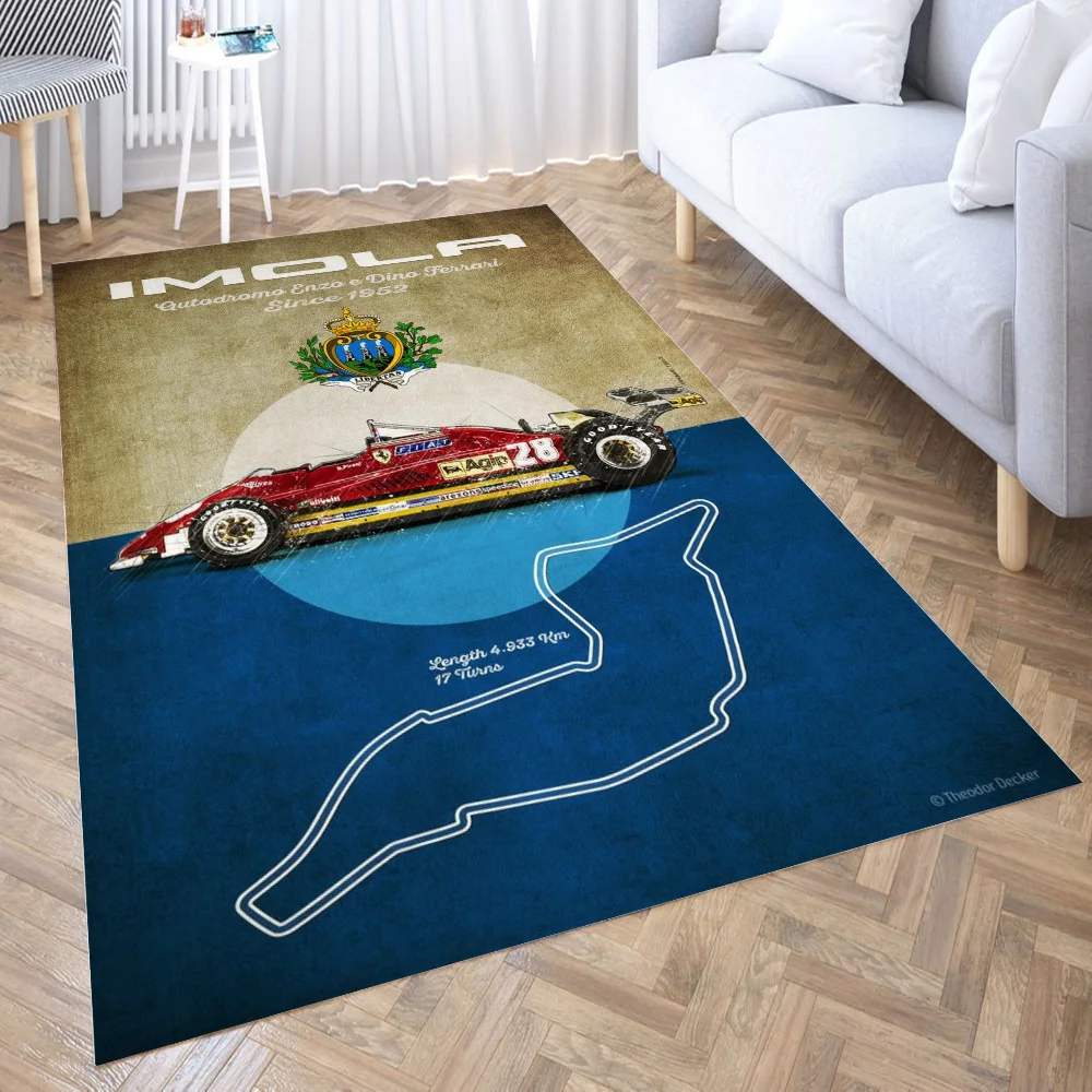 Imola Ferrari Vintage 3D Printing Room Bedroom Anti-Slip Plush Floor Mats Home Fashion Carpet Rugs New Dropshipping