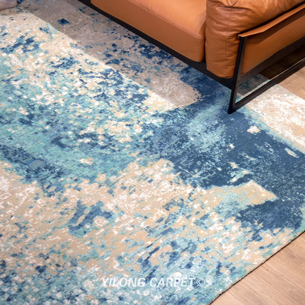 Goedkoop Yilong 10 'X 14' Oversized Blauwe Handgemaakte Wollen Tapijt Luxe Indoor Tapijt (YLRugP1633)