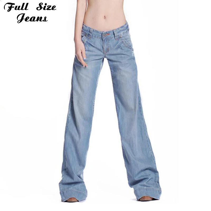 

Women's Pants Loose Light Blue Jeans Plus Size Wide Leg Denim Jeans 4Xl 34 High Waist Bell Bottoms Women's Fashion Jeans
