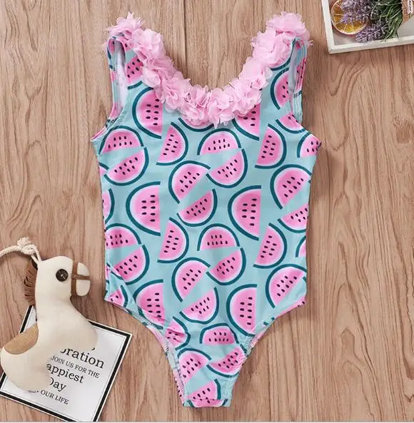 Новинка 2020 Цельный купальник для маленьких девочек с принтом арбуза цветочным