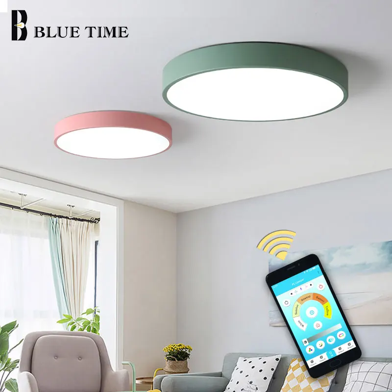 Приложение управления Современные светодиодные люстры акриловые круглые