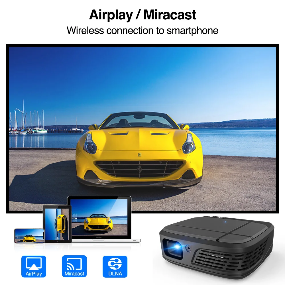 Мини 4K телефон проектор Caiwei H6AB Android 7 1 двойной WIFI 4 0 Мобильный Full HD DLP портативный