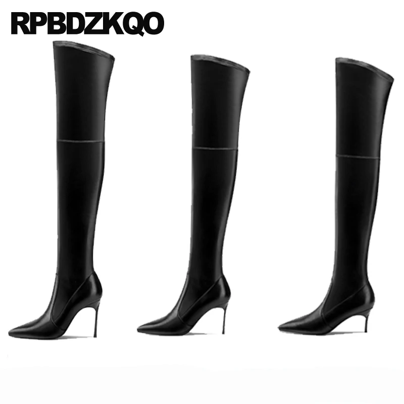 Женские туфли выше колена каблук-шпилька острый носок металлическая подошва