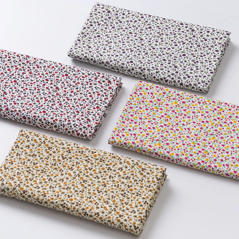 Хлопковый с цветочным принтом саржевый хлопковый поплин для платья Комплект