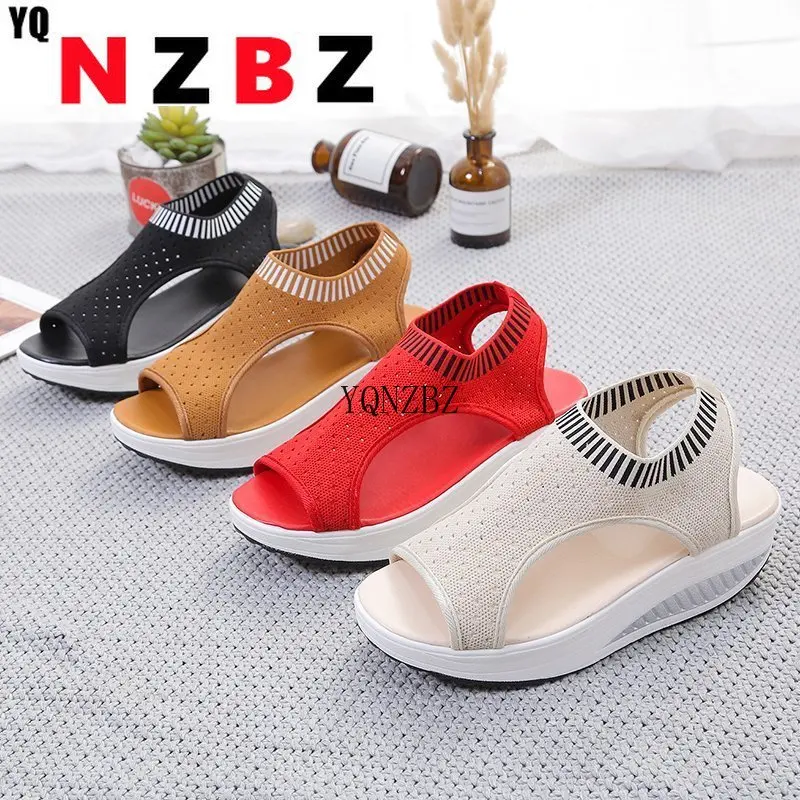 

2021 Women Sandals Breathable Comfort Ladies Walking Shoes Wedge Heels Summer Platform Sandal Shoes Mujer Plus size