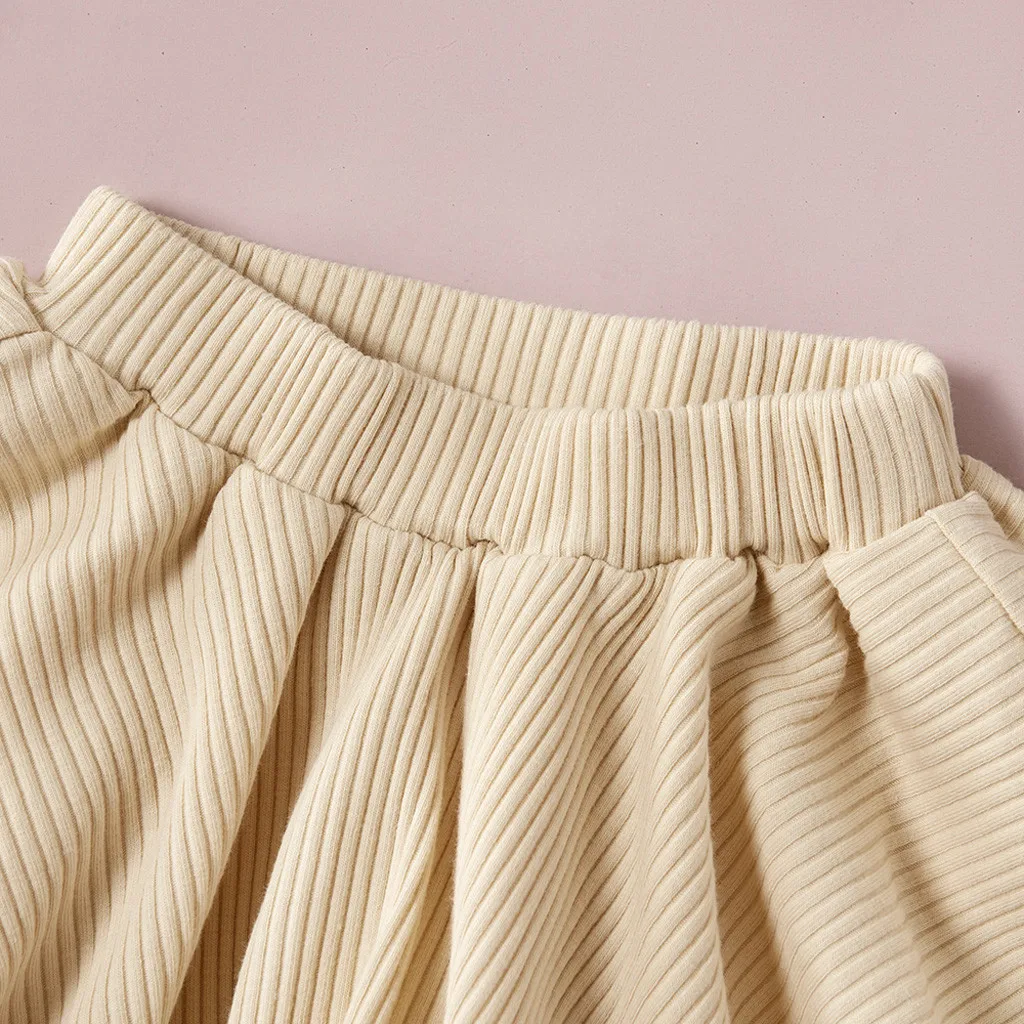 Однотонная Одежда для новорожденных девочек ребристые наряды детские топы с