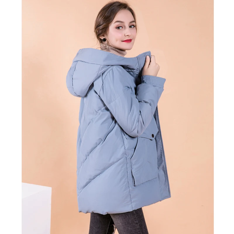 2019 Fashion Women Duck Down Coat Solid Color Thicken Hooded White Jacket |