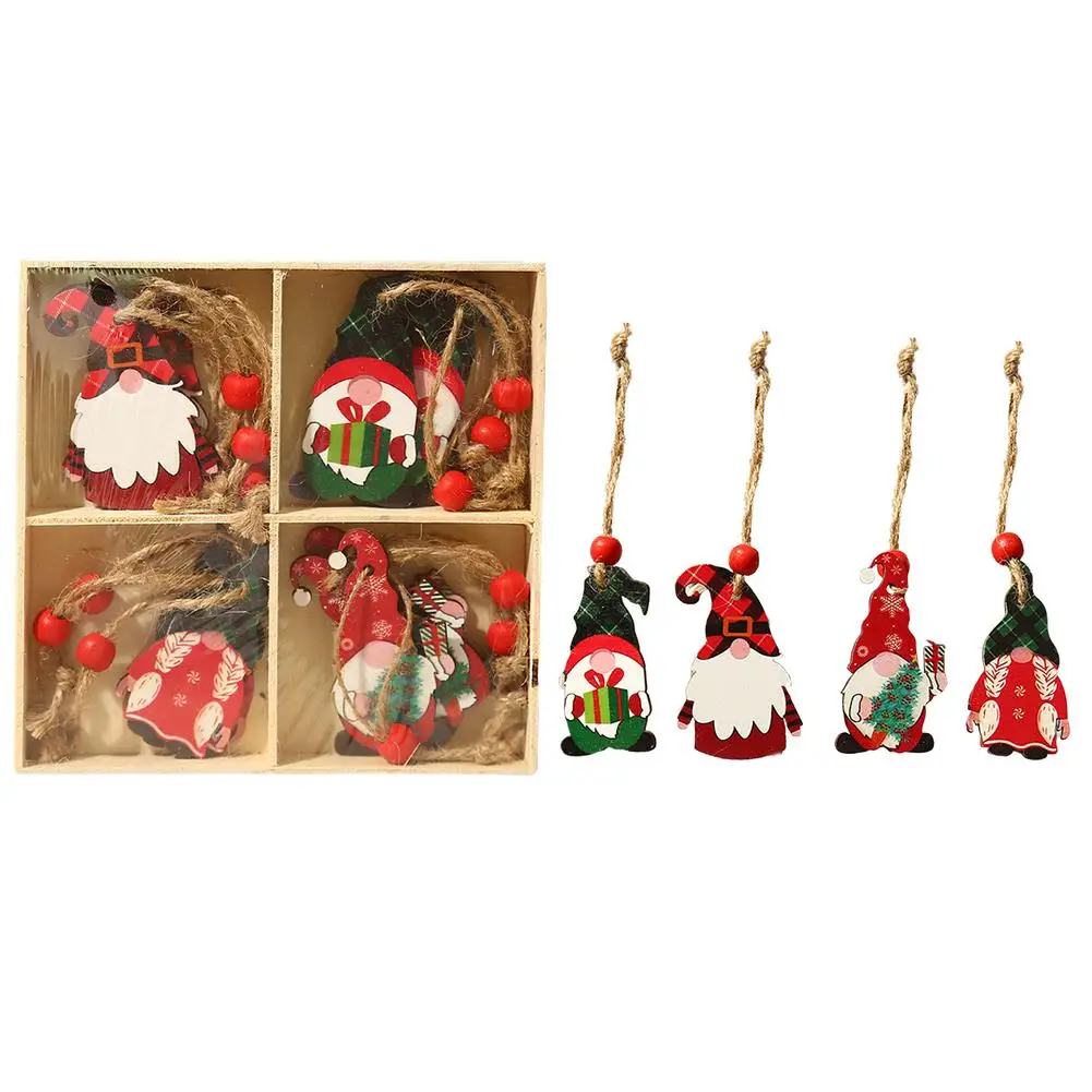 

12PCS Christmas Tree Hang Gnomes Ornaments Wood Handmade Home Decorations Thanksgiving Christmas Gift For Holiday Decor