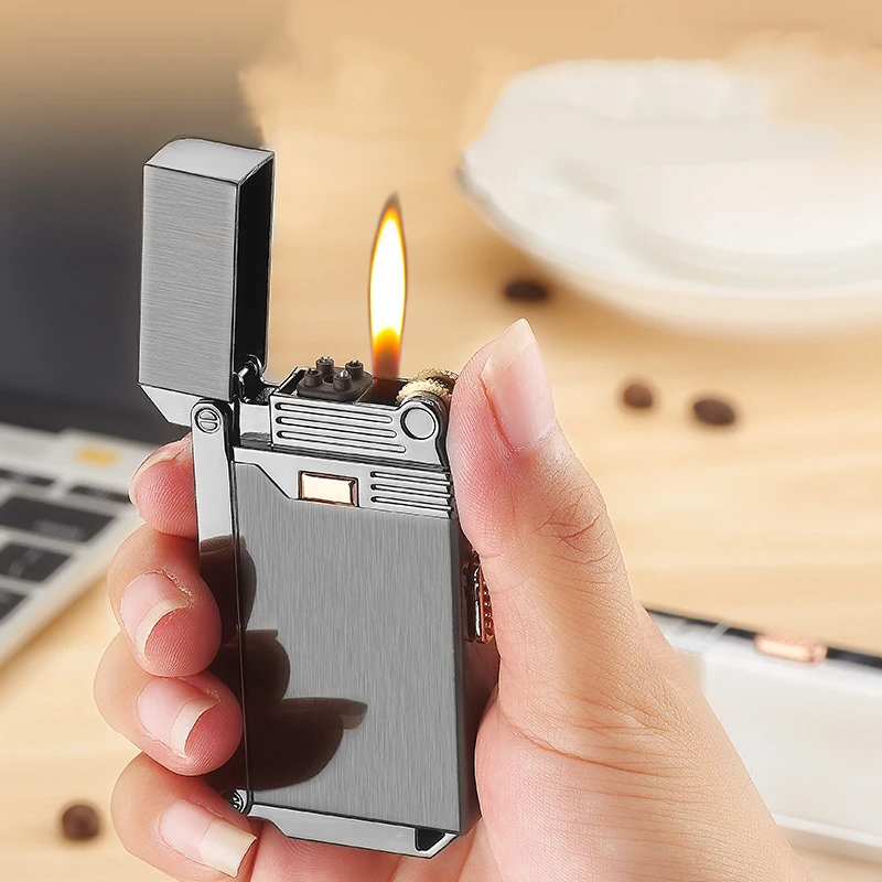 Gas lighter open fire and windproof double arc two in one Inflatable Cigarette Lighters for smoking men gift CL022 | Дом и сад