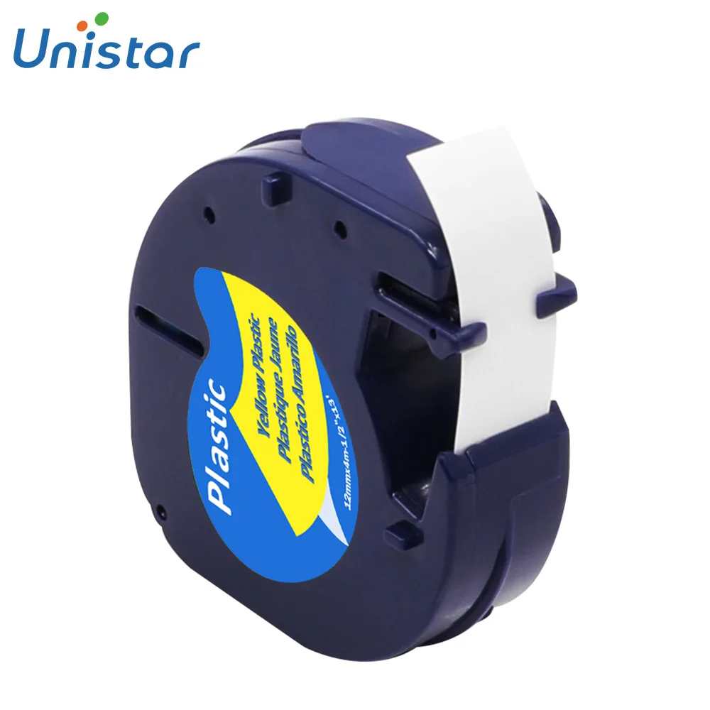 Yellow Plastic 91201 совместимая с DYMO Letratag пластиковая лента 12 мм черная на белом LT 91201 91331 91221 лента для этикеток Dymo Letra принтер тегов - Цвет: Yellow Plastic