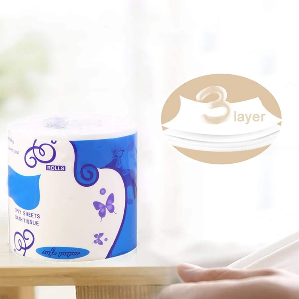 10 рулонов белый рулон туалетной бумаги салфетки 3Ply бумажное полотенце Бытовая