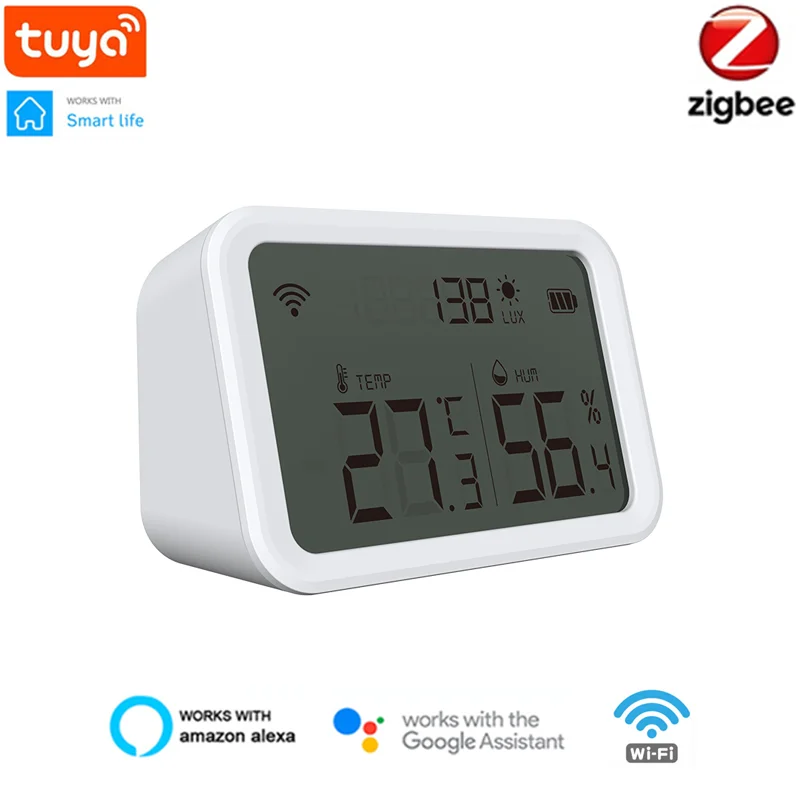 

Датчик температуры и влажности Tuya Smart Life Zigbee, комнатный гигрометр-термометр с ЖК-дисплеем, поддержка Alexa Google Home