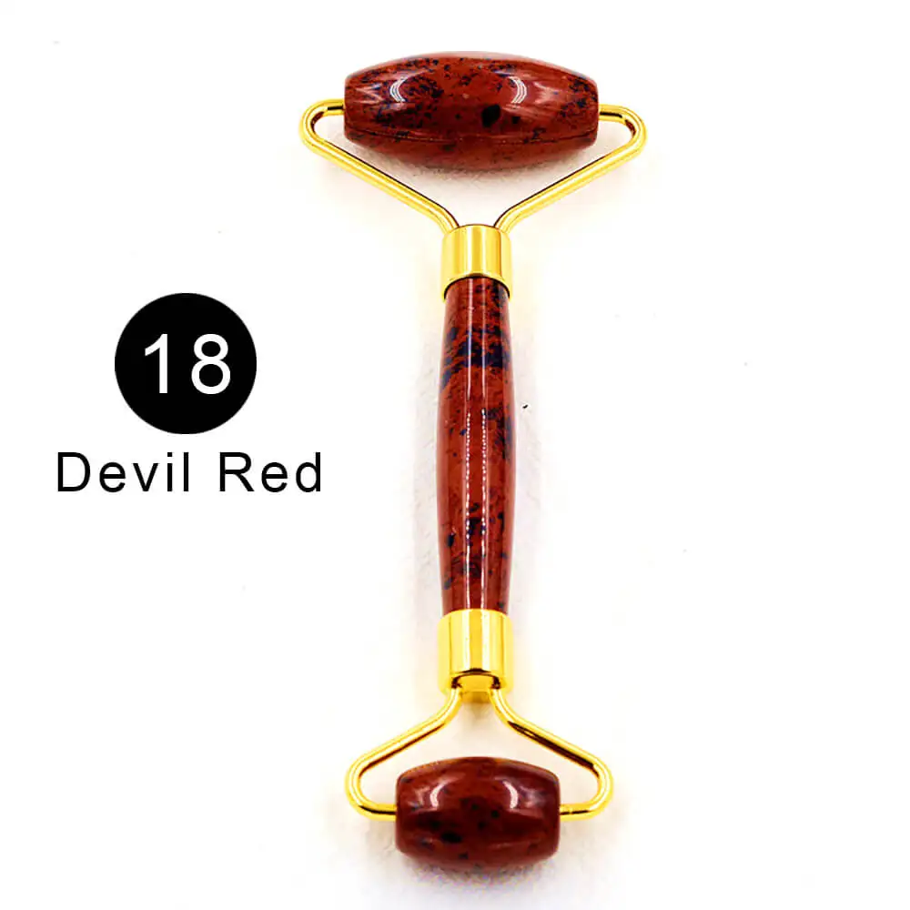 18 Devil Red Натуральный нефритовый роликовый массажер, электрический Тонкий роликовый массажер для лица, коробка для кожи лица, розовый Rojo Rosa драгоценный камень с подарком для влюбленных, Adamei - Цвет: 18 Devil Red