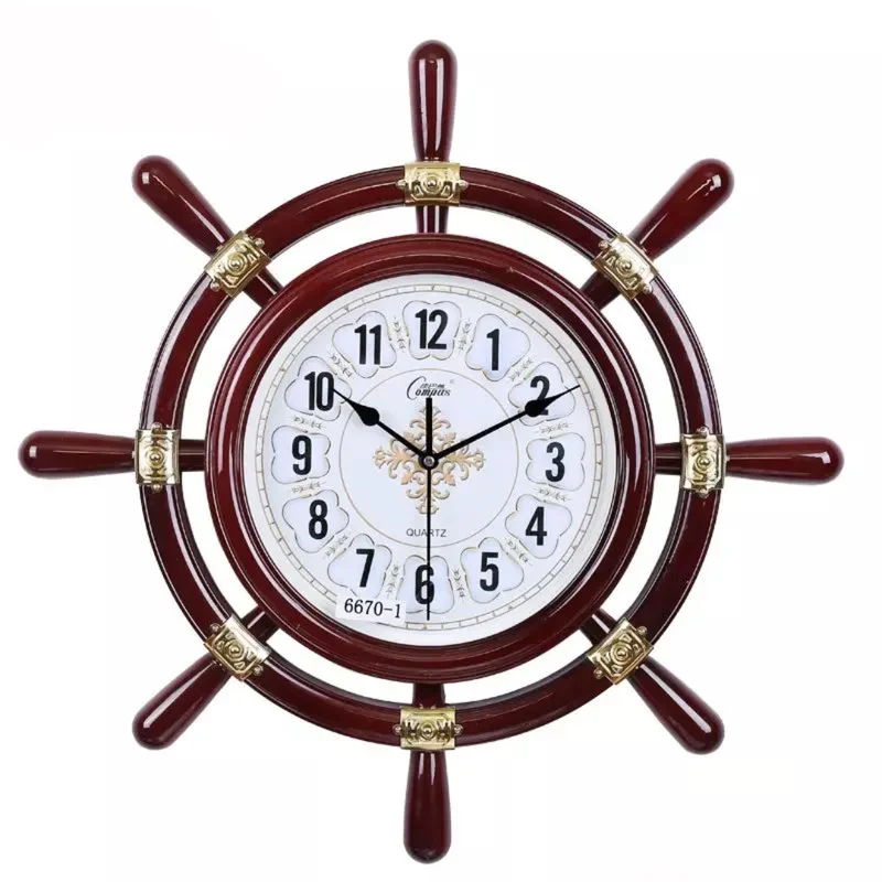 

European Style Living Room Mute Clock Decoration Bedroom Creative Quartz Clock Retro Pastoral Rudder Wall Clock Wall Clock