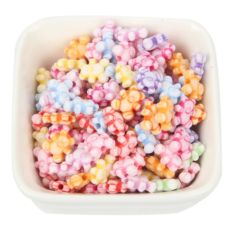 100 шт Смешанные медведь акриловые бусины 10x8 мм с ювелирными изделиями маркировка