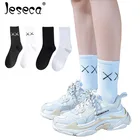 Носки женские, черные, белые, дышащие, длинные, в стиле Харадзюку, трусики смешные