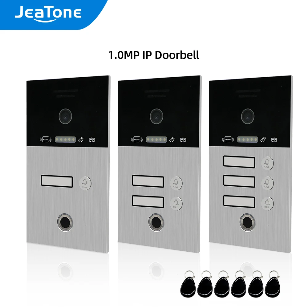 

JeaTone 1.0MP Fingerprint IP SIP Doorbell Doorphone Call Panel for 1/2/3 Floors with IC Cards, Night Vision, Waterproof Function