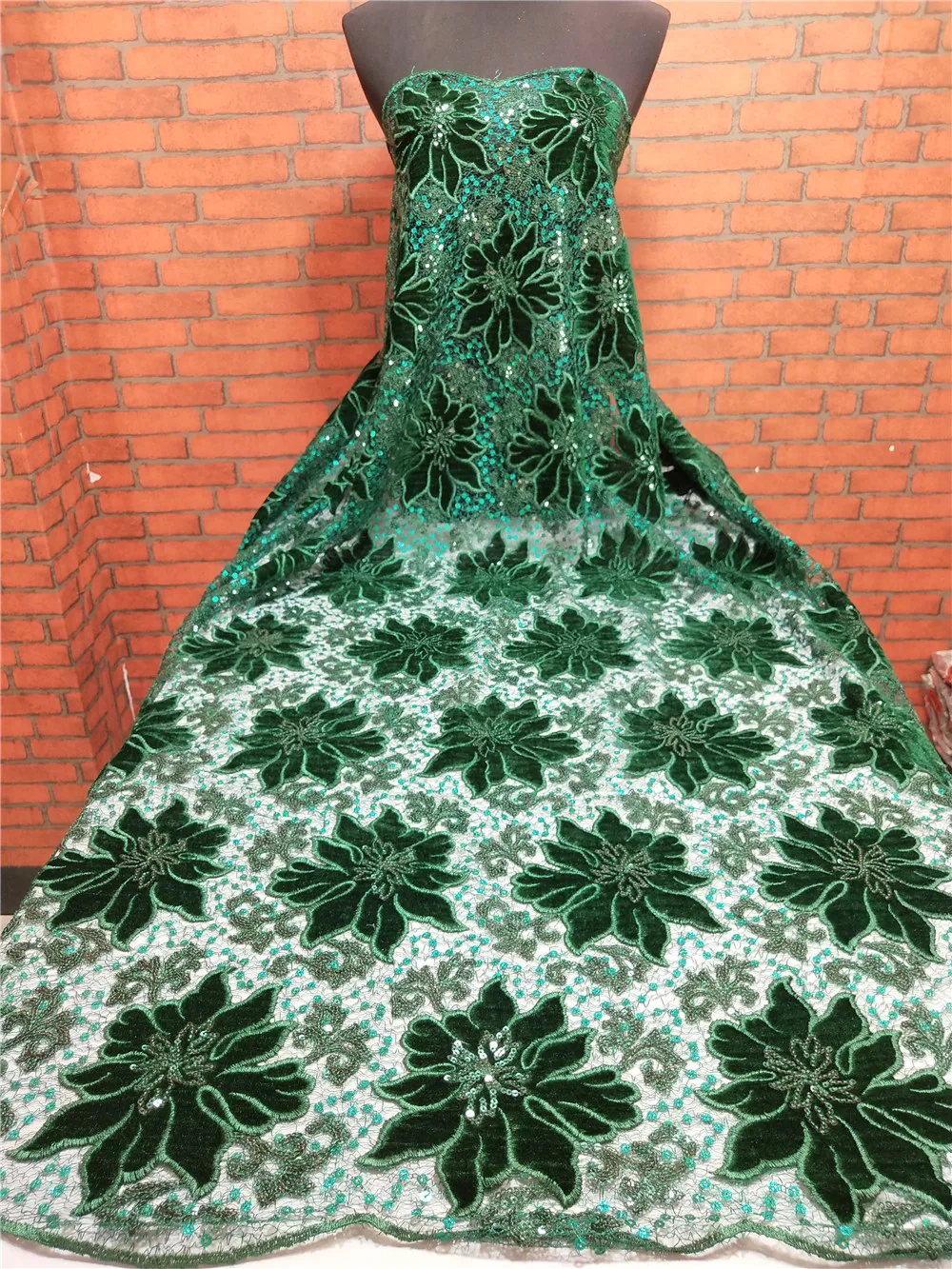 African lace fabric 5yds/pce linac velvet 3cm&5cm shiny sequins mesh fabrics women gorgeous luxury lagos party nigerian asoebi