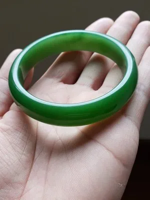 

Natural Hetian Jade Green 54-64mm Bracelet Elegant Princess Jewelry Best Gift for Mom and Girlfriend